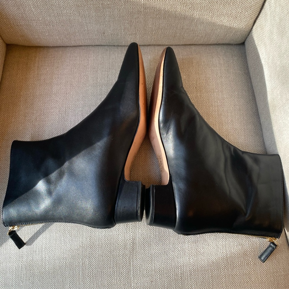 J. Crew Roxie Black Leather Back Zip Ankle Boots in Sz 7.5 with box - Picture 8 of 13